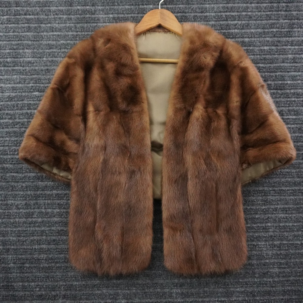 Vintage Capelet Women One Size Brown Mink Style Fur Wrap SWM Monogram